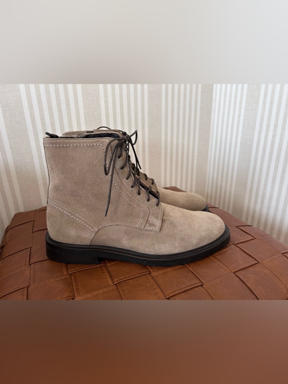 Steve Madden Men's Gray Taupe Suede Lace Up Boots Made in Italy NEW Size 8 - Picture 4 of 10